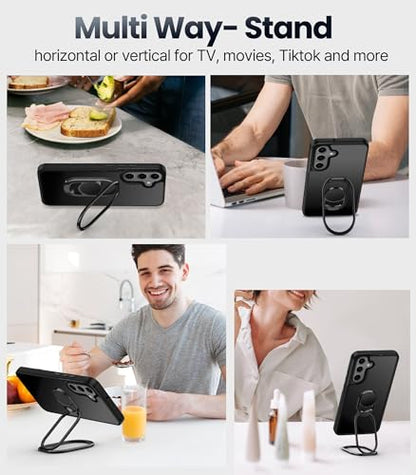Shields Up for Samsung Galaxy S24 Plus Case with Stand, Galaxy S24 Plus Case with Double Ring Holder [Adjustable & Foldable] Protective Translucent Matte Cover - Frosted Black - color: Frosted Black, size: Galaxy S24 Plus