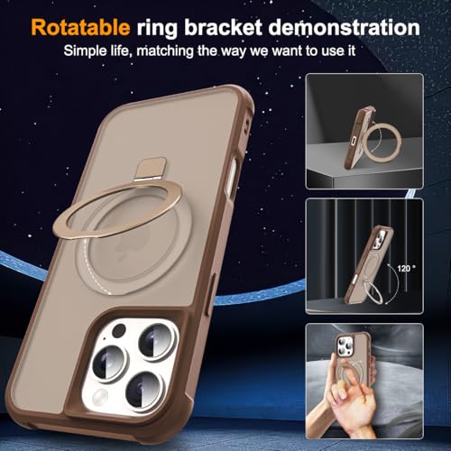 SKYLMW Compatible with iPhone 16 Pro Case with Stand,Desert Brown | iPhone 16 Pro Phone Case 6.3",Magnetic Ring Stand,Compatible with MagSafe,Military-Grade Protection,Great Grip Feeling - color: Desert Brown, size: Iphone 16 Pro
