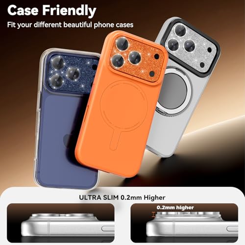 imluckies Compatible with iPhone 17 Pro Camera Lens Protector Bling, Ultra HD Tempered Glass Shiny Diamond Camera Plate Sparkle Screen Protection, 9H Anti-Scratch & Easy Install, Glitter Gray - size: 17pro 6.3" Glitter Gray