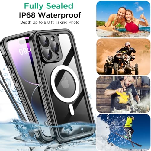 AICase iPhone 14 Pro Case Waterproof with MagSafe Clear Snowproof,Dustproof and Shockproof,IP68 Certified Full Body 360 Protection Fully Sealed Underwater Cover for iPhone 14 Pro 6.1" - color: iphone 14 Pro Waterproof Case
