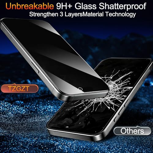TZGZT Privacy Screen Protectors for iPhone 17 Pro Max, Tempered Glass, HD - color: iPhone 17 Pro Max-3Pack-Black
