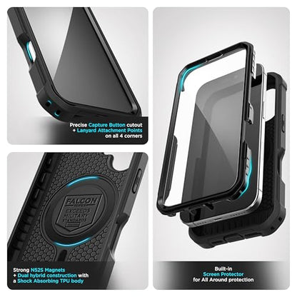 Encased Compatible with iPhone 16 Plus Case with Built-in Screen Protector and Phone Holster Belt Clip (Compatible with MagSafe) Heavy-Duty Hybrid Rugged Cover - size: iPhone 16 Plus