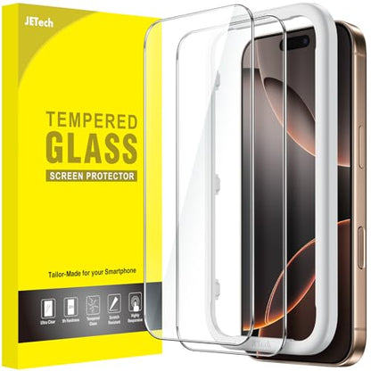 JETech Screen Protector for iPhone 16 Pro Max, 2-Pack | 9H Tempered Glass, HD Clear, Anti-Scratch Protection, Easy Installation Tool - size: iPhone 16 Pro Max