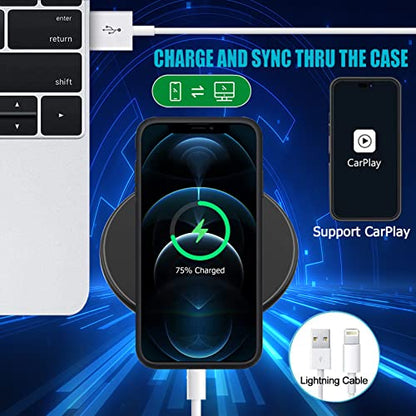 Battery Case for iPhone 12 Pro Max, Upgraded 12000mAh Rechargeable Portable Extended Battery Pack Supported Qi Wireless Charging Case Compatible with iPhone 12 Pro Max (6.7 inch) Charger Case (Black) - size: iPhone 12 Pro Max(6.7 inch)