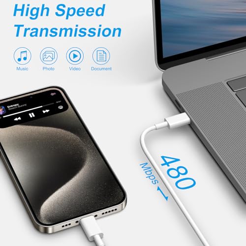 iPhone 17 16 15 Charger Fast Charging 6FT - 20W USB C Charger Block - color: White, size: 6FT