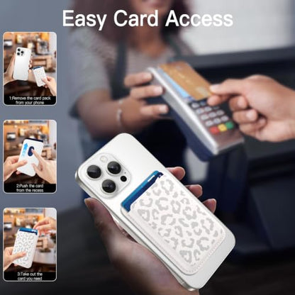 Compatible with MagSafe Wallet, Cute Cheetah Print Pattern, White - color: White Cheetah Print