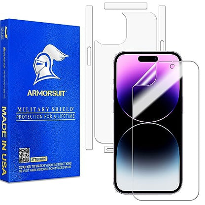 ArmorSuit (1+2 Pack) MilitaryShield Full Body Skin Film + Screen Protector Designed for iPhone 14 Pro 6.1-Inch HD Clear Film - Made in USA