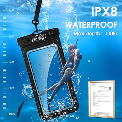 2 Pack IPX8 Waterproof Phone Pouch for iPhone 16/15/14/13 Pro Max Plus (7.2 Inch) - Swimming, Diving, Snorkeling, Snowproof - Touchscreen Friendly Underwater Photography Dry Bag (Black&Blue) - color: Black&Blue