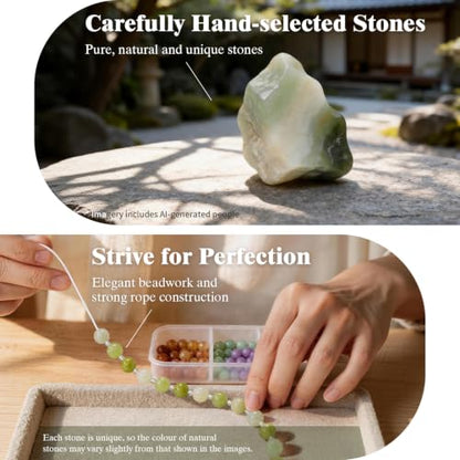 SURPHY Natural Stone Phone Charm, Beaded Phone Wrist Strap with Tether Tab - color: Serpentine Jade
