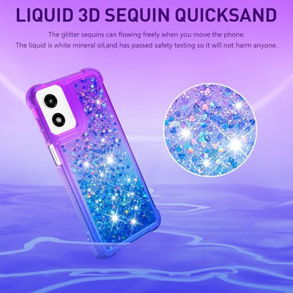 for Moto G Play 2024 Case with Screen Protector, Purple Blue - color: Purple Blue Color