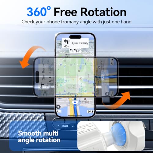 for MagSafe Car Mount,【22 N55 Super Magnets】 Magnetic Phone Holder for Car Air Vent, Cell Phone Mount Car Accessories Compatible with iPhone 17 16 15 14 13 12 Pro Max (White) - color: White