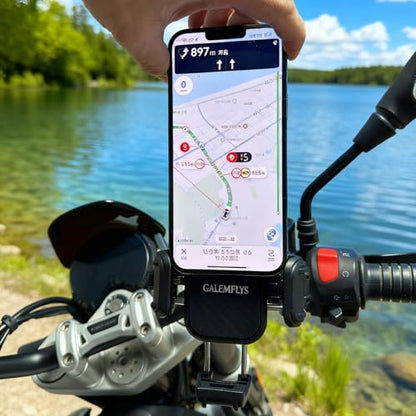 Anti-Vibration Motorcycle Phone Mount with Anti-Theft Lock, Bike Phone Holder Fits 4.7-7.2" Phones for Motorcycle, Bicycle, Scooter, ATV