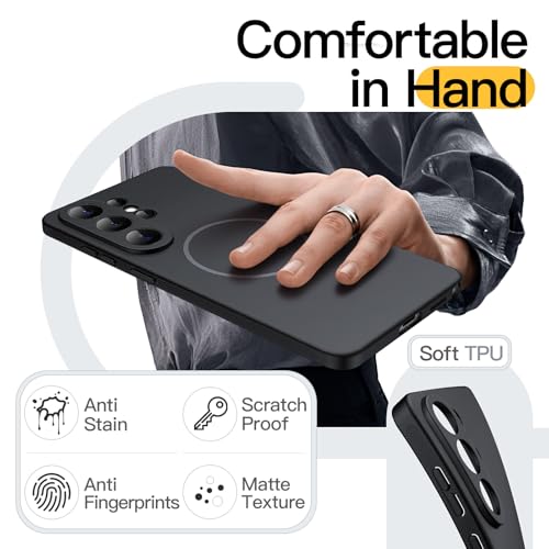 JETech Slim Magnetic Case for Samsung Galaxy S26 Ultra, Anti-Slip, Black | Compatible with MagSafe, Full Camera Lens Protection, Soft TPU Cover, Shockproof - color: Black, size: Galaxy S26 Ultra