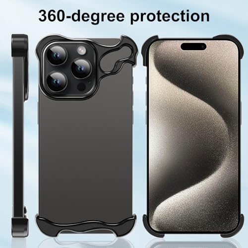 Frameless Phone Case Crafted for iPhone 15 Pro Black - color: Aluminum Black, size: iPhone 15 Pro
