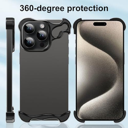 Frameless Phone Case Crafted for iPhone 15 Pro Black - color: Aluminum Black, size: iPhone 15 Pro
