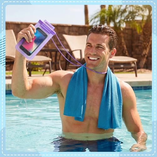 BBTO 24 Pcs Cooling Towels Waterproof Cell Phone Pouch Set 12 40" x 12" Blue Ice Towel for Neck and Face 12 6.7" Underwater Cellphone Dry Bag with Lanyard for Running Yoga Snorkeling Swimming - color: Blue