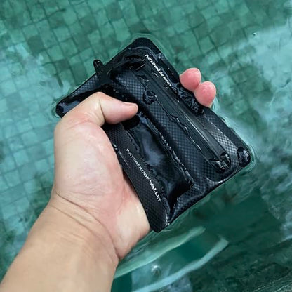 Heavy Duty Airtight Wallet Submersible Waterproof Wallet Protection for Keys, Cards - color: Black with diamond grid, size: 5.2" X 4" / 13.5CM X 10 CM