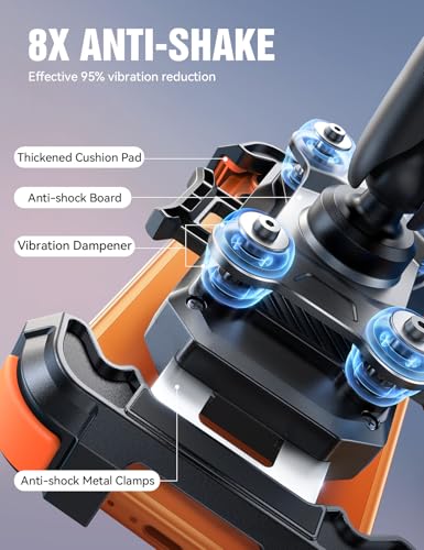 JOYROOM Motorcycle Phone Mount Holder with Dual Vibration Dampener - color: Orange