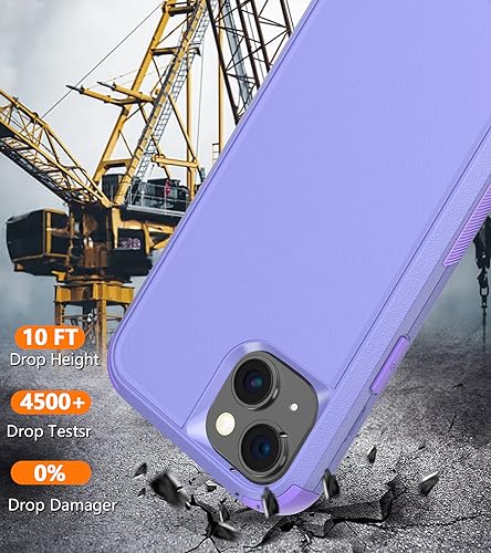 Diverbox for iPhone 15 Pro Case [Shockproof] [Dropproof] [Tempered Glass Screen Protector ],Heavy Duty Protection Phone Case Cover for Apple iPhone 15 Pro 6.1 inch (Purple) - color: Purple