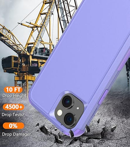 Diverbox for iPhone 15 Pro Case [Shockproof] [Dropproof] [Tempered Glass Screen Protector ],Heavy Duty Protection Phone Case Cover for Apple iPhone 15 Pro 6.1 inch (Purple) - color: Purple