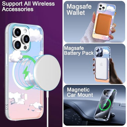 I-MGAE-IN-AR Compact Case for iPhone 12 Pro Max Iridescent Cloud Design,[Compatible with Magsafe] Cute Soft Slim Shockproof Protective Phone Cases Women Girls Aesthetic Glitter - color: [Strong Magnet] Iridescent cloud, size: iPhone 12 Pro Max