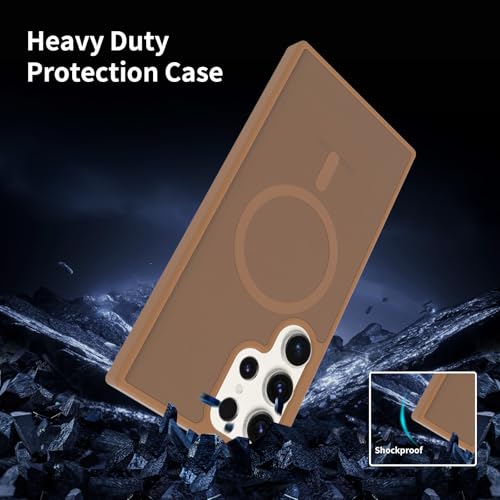 for Samsung Galaxy S23 Ultra Case Magnetic, [Compatible with Magsafe] Frosted 6.8-Inch Slim Fit Protection Wireless Charging Skin-Feel Shockproof Anti-Slip Protective Phone Cover, Coffee - color: Coffee Magnetic