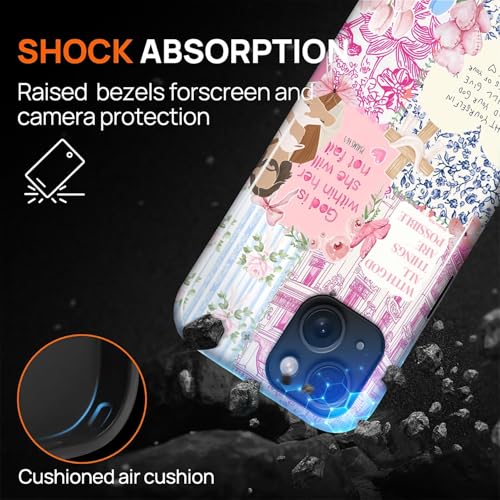 Case Designed for iPhone 13 14, Hybrid 2-Layer Case, Military-Grade Protection Durable Shockproof Anti-Scratch Phone Case, Pink Blue Jesus Collage - color: A Pink Blue Jesus Collage, size: Iphone 13/14