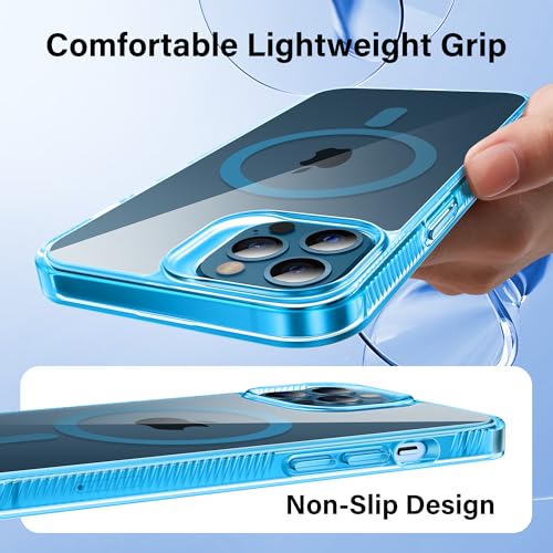 Supdeal Magnetic Clear Case for iPhone 12/12 Pro, [Compatible with MagSafe] [Non Slip Bumper & Not Yellowing] Military Grade Shockproof Transparent Silicone Phone Cover, 6.1", Blue - color: Blue, size: iPhone 12/12 Pro