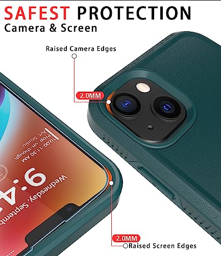 Diverbox for iPhone 14 case [Shockproof] [Dropproof] [Tempered Glass Screen Protector ],Heavy Duty Protection Phone Case Cover for Apple iPhone 14 (Dark Green-2in1) - color: Dark Green-2in1