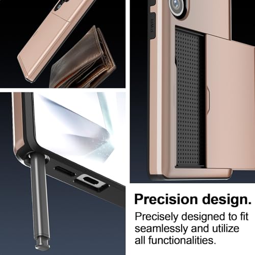 AICase for Samsung S25 Ultra Case with Card Holder [Store 2 Cards] Dual Layer Heavy Duty Protective Hidden Card Slot Slim Wallet Case 6.9'' 2025_7 - color: Rose Gold with Card Holder