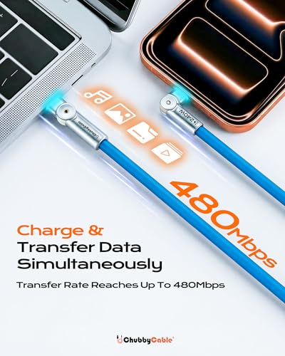 chubbycable RotateX 240W 180° Rotating USB C to USB C Cable, Blue, 3.3ft - color: Blue, size: 3.3ft (1m)