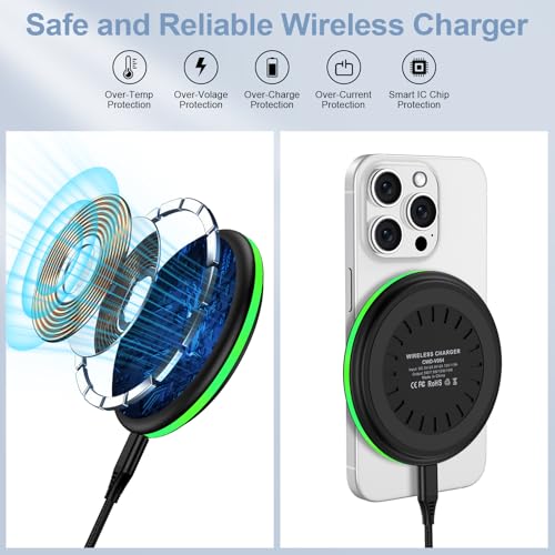 Samsung S25 Wireless Charger Fast Charging Pad Android Charger for Samsung Galaxy S26 S25 Ultra/S24/S23/S22/S21/S20/iPhone 17/16 Pro 15W Fast Wireless Phone Charger Station for Pixel 10 Pro XL/9/9a/8
