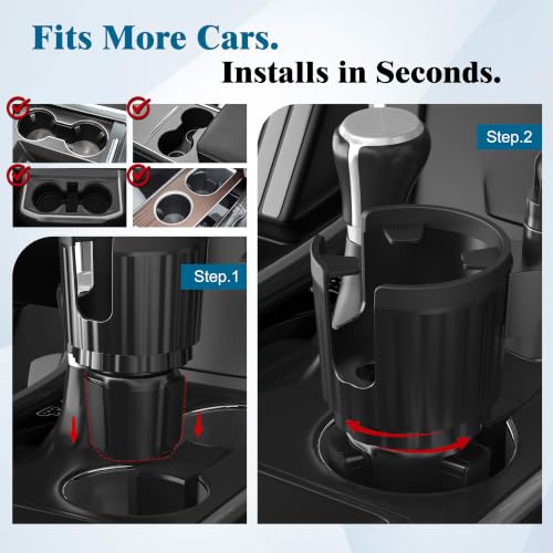 SAGRUILA 2-in-1 Cup Holder Phone Mount, Adjustable Phone Cup Holder for Car