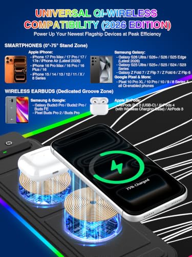 RGB Mouse Pad with Foldable Phone Stand Wireless Charger, 31.5"x11.8" XL Gaming Mousepad Large Desk Mat, Desk Pad with 11 Colors 5 Modes, Waterproof - color: Black Touch Control Stand XL Line