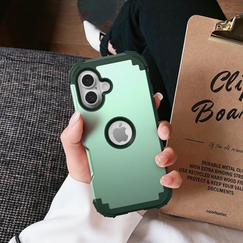 IDweel for iPhone 17 Case with Screen Protector for Men, 3 in 1 Shockproof Slim Fit Hybrid Heavy Duty Hard PC Cover Soft Silicone Bumper Full Body Anti-Fingerprint Case, Mint Green - color: Mint Green