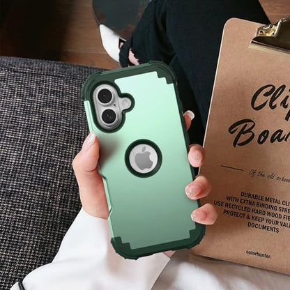 IDweel for iPhone 17 Case with Screen Protector for Men, 3 in 1 Shockproof Slim Fit Hybrid Heavy Duty Hard PC Cover Soft Silicone Bumper Full Body Anti-Fingerprint Case, Mint Green - color: Mint Green