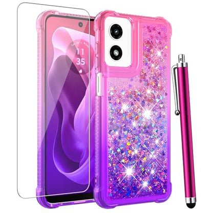 for Moto G Play 2024 Case with Screen Protector, Pink Purple - color: Pink Purple Color