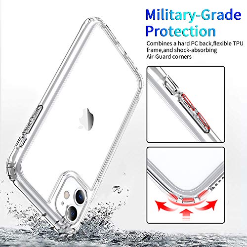 DEERLAMN Clear Case for iPhone 11 6.1-Inch, Military Grade Drop Protection Anti-Scratch Transparent Ultra Slim Non-Yellowing Shockproof Protective Phone Cover - size: iPhone 11 6.1-Inch