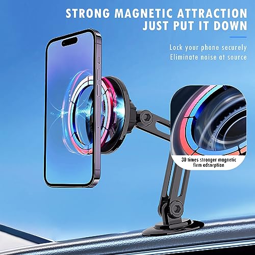 Universal 360° Pro Magnetic Car Phone Holder (2025) – Super Strong Suction & Adjustable Phone Mount for All Mobile Phones, Hands-Free Viewing with Metal Ring, No Signal Interference - color: Black