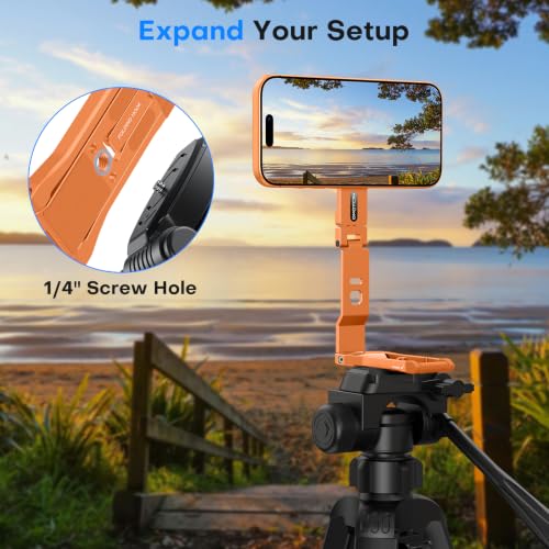 OMOTON TP03 [Ultra-Slim] 360° Rotating for MagSafe Tripod with Hook, Orange - color: Orange