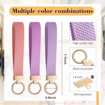 Bememo 3 Pcs Phone Wrist Strap - color: Pink, Light Purple, Dark Purple