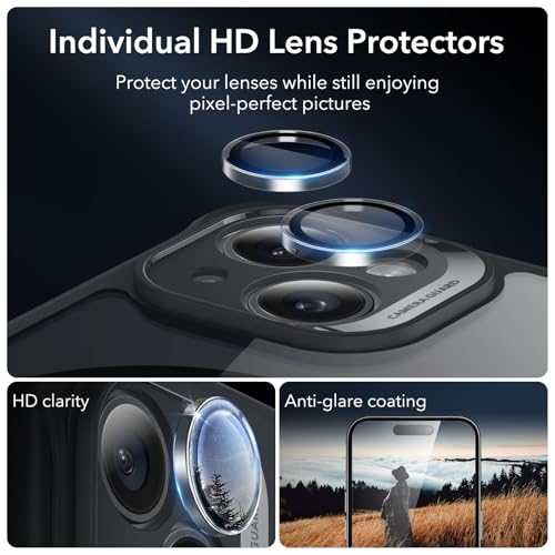 ESR for iPhone 15 Pro Max Case with Screen Protector, Clear Black | Compatible with MagSafe, with Camera Lens Protector, Military-Grade Drop Protection, Resists Scratches, Magnetic Phone Case - color: Clear Black