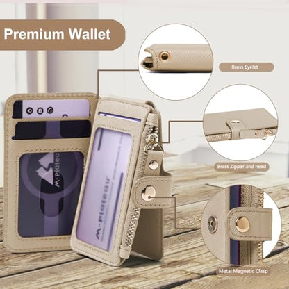 Phone Wallet Stick On, Credit Card Holder for Women Attachable 3M Sticker - color: Khaki