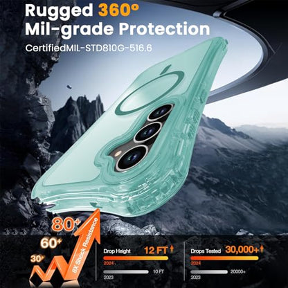 WRJ Magnetic Clear for Samsung Galaxy S26 FE Case,Samsung S25 FE Case [Fit for MagSafe][Military Grade Drop Protection] Translucent Shockproof Protective Phone Case-Jade Green - color: Jade Green, style: Transparent