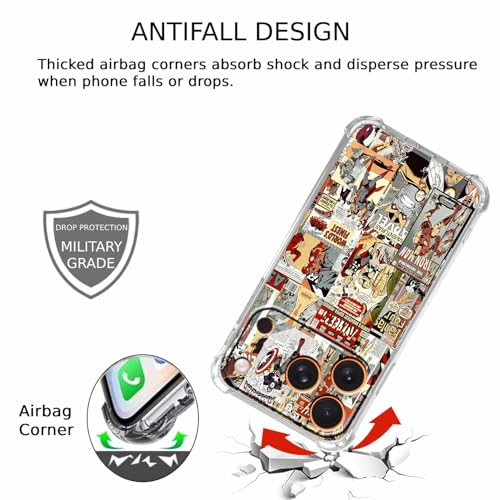 Case for iPhone 17 Pro with Superhero Design,Cartoon Comic Pop Culture Art Collage,Clear Soft TPU Bumper Phone Cover,6.3"(Hero,17Pro) - color: Hero, size: iPhone 17 Pro