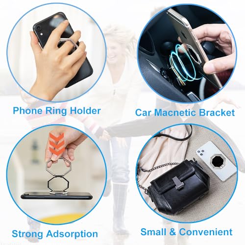 Cell Phone Ring Holder Finger Kickstand, Foldable 360° Rotation Cellphone Stand for Desk, Office Desktop, Metal Multi-Angle for Phone Back Grip Compatible with iPhone (Dark Gray) - color: Dark Gray