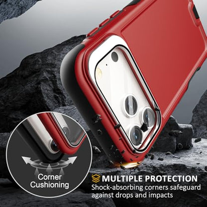 Follaroma for iPhone 17 Pro Max Case with Stand, Built-in Camera Cover, Compatible with MagSafe, Heavy Duty Shockproof Protection Phone Case, Anti-Drop, Magnetic Dual Layer Protective Cover, 6.9", Red - color: Black Red, size: iPhone 17 Pro Max 6.9''