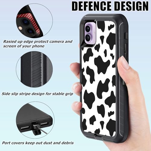 for iPhone 17 Case with Screen Protector Cute Luxury Cow Print Design 3-Layer Rugged Heavy Duty Shockproof Protective Phone Case for iPhone 17 Women - color: Green