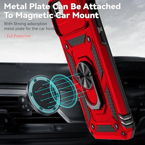 SunStory Compatible with iPhone SE 2022/2020/3rd/2rd / 6/7/8 Case with HD Screen Protector & Slide Camera Cover & Kickstand, [Military-Grade] Phone Case for iPhone SE 2020/2022/6/7/8 (Red) - color: Red