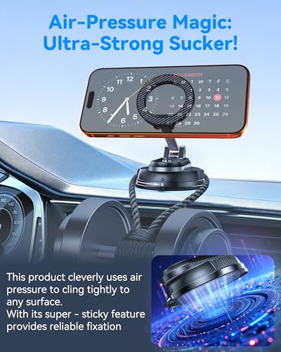 2-IN-1 Detachable MagSafe Car Mount, Vacuum Magnetic Phone Holder for Car